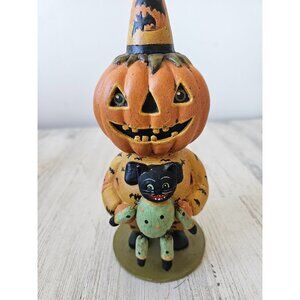 Bethany Lowe Greg guedel‎ pumpkin cat Halloween shabby chic bat puppeteer statue